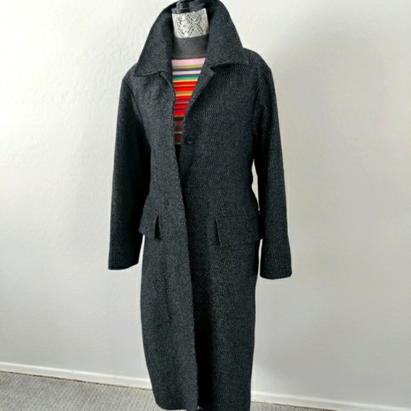 COS Black Belted Wool Coat Long Oversized Size 6 - Picture 6 of 7